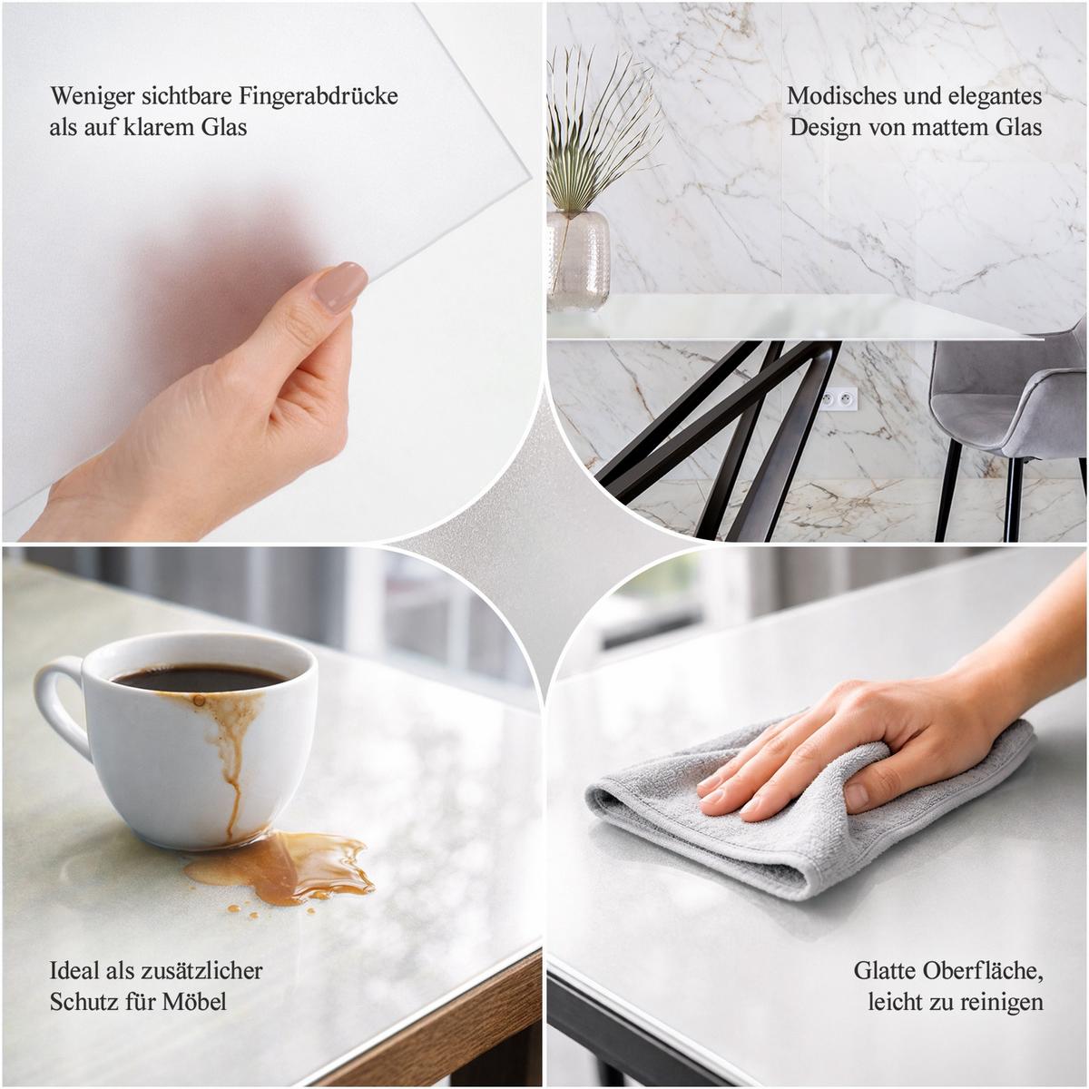 TISCHPLATTE 50x50 cm milchglas - Transparent, Glas (50/50/0.4cm) - TULUP