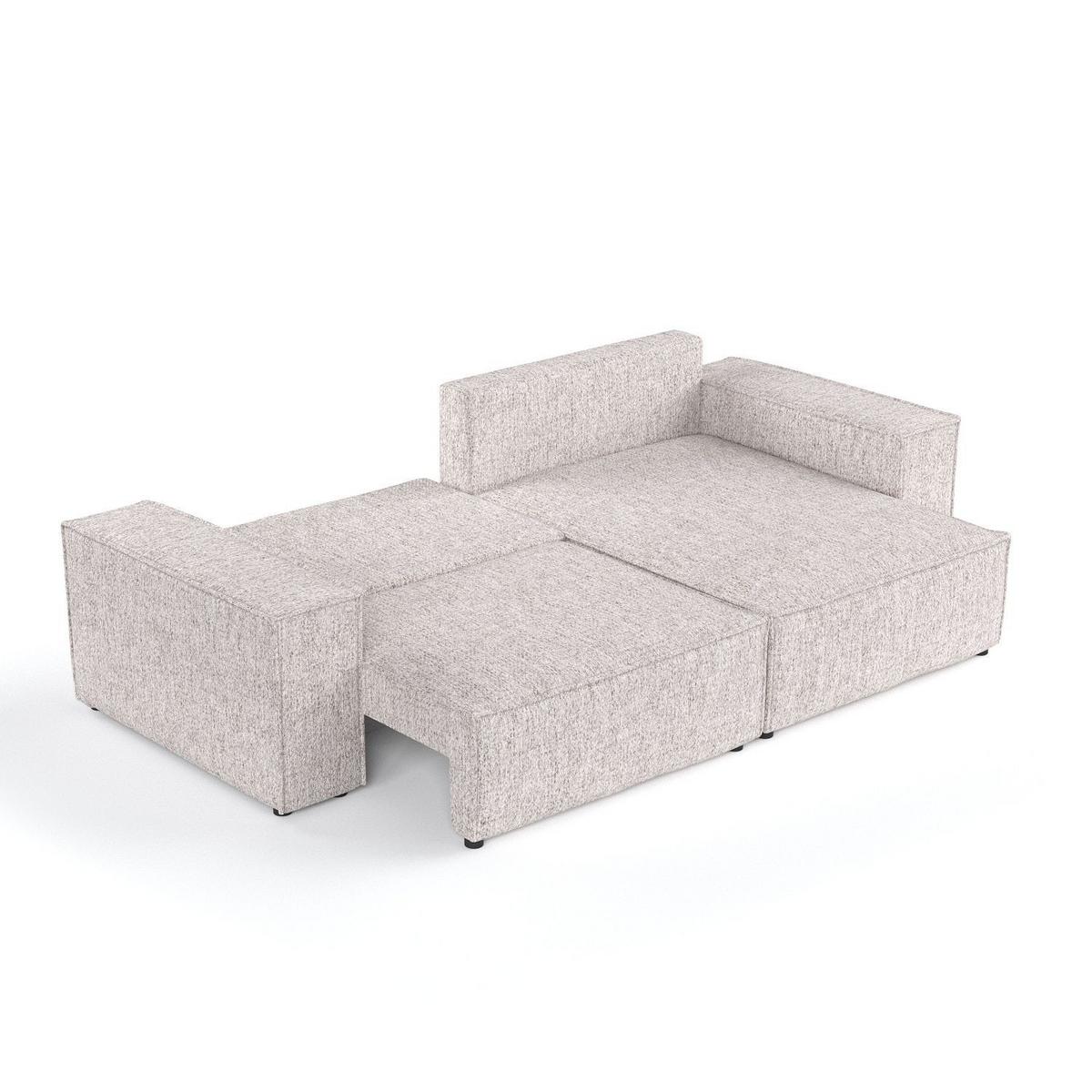 ECKSOFA SENSO mit Schlaffunktion Beige im Neve Stoff - Beige/Schwarz, Holz/Holzwerkstoff (255/148cm) - AltaBeds