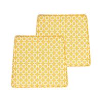 GARTENSTUHLKISSEN 2er-Set Gelb 37/34 cm Terni - Gelb/Weiß, Textil (37/5/34cm) - Beliani