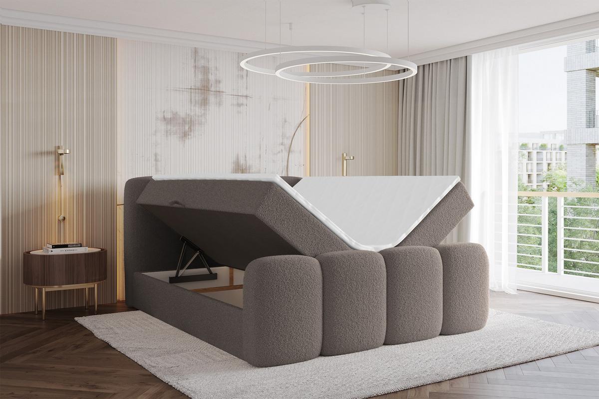 BOXBETT mit Matratze H3 - NINA-Z - 160x200 cm Braun - Braun, Holzwerkstoff (160/200cm) - ALTDECOR