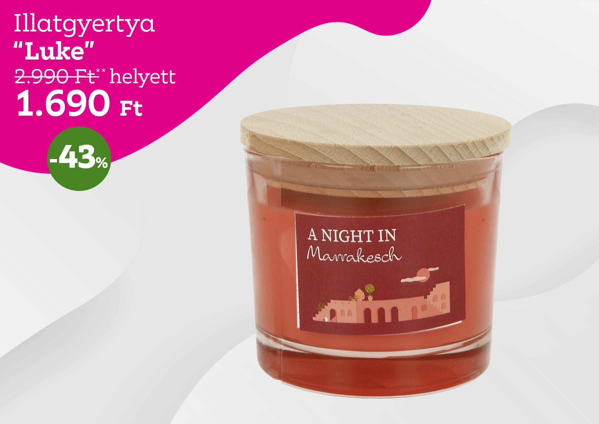 Illatgyertya LUKE 2990 Forint helyett 1690 Forint, kedvezmény mértéke 43%