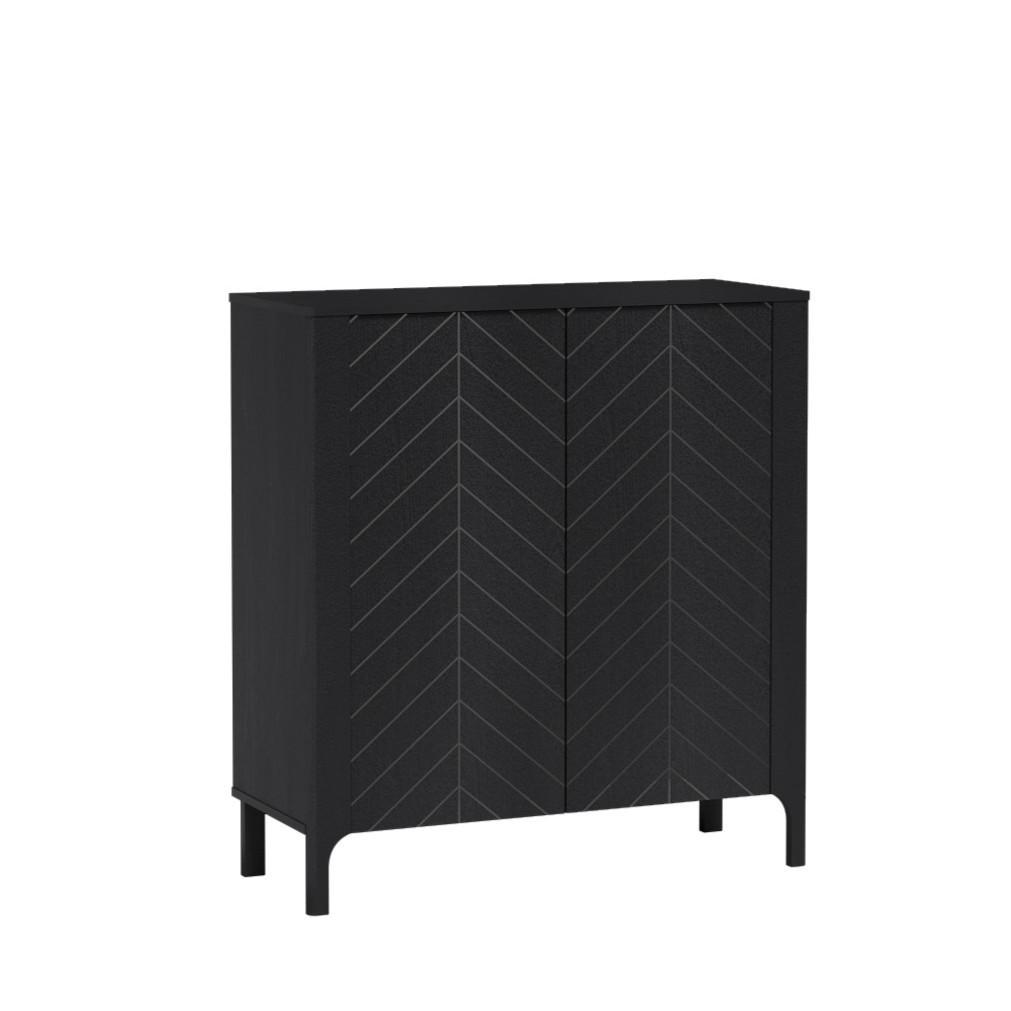 KOMMODE ALICANTE 103/95/40,5cm mit Schubladen 2 Türen Schwarz - Schwarz, Holzwerkstoff (103/95/40.5cm) - MASSENO