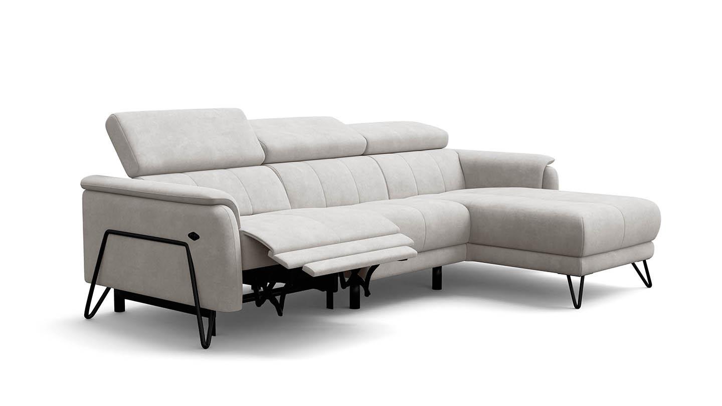 ECKSOFA RODEN 4-Sitzer mit Relax, creme, Veloursstoff - Creme, Holz/Textil (268/92cm) - Wozimo
