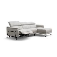 ECKSOFA RODEN 4-Sitzer mit Relax, creme, Veloursstoff - Creme, Holz/Textil (268/92cm) - Wozimo
