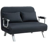 2-SITZER Sofa mit Schlaffunktion, Schlafsofa mit Verstellbarer Rückenlehne - Silberfarben/Schwarz, Textil/Metall (80/78/111cm) - HOMCOM