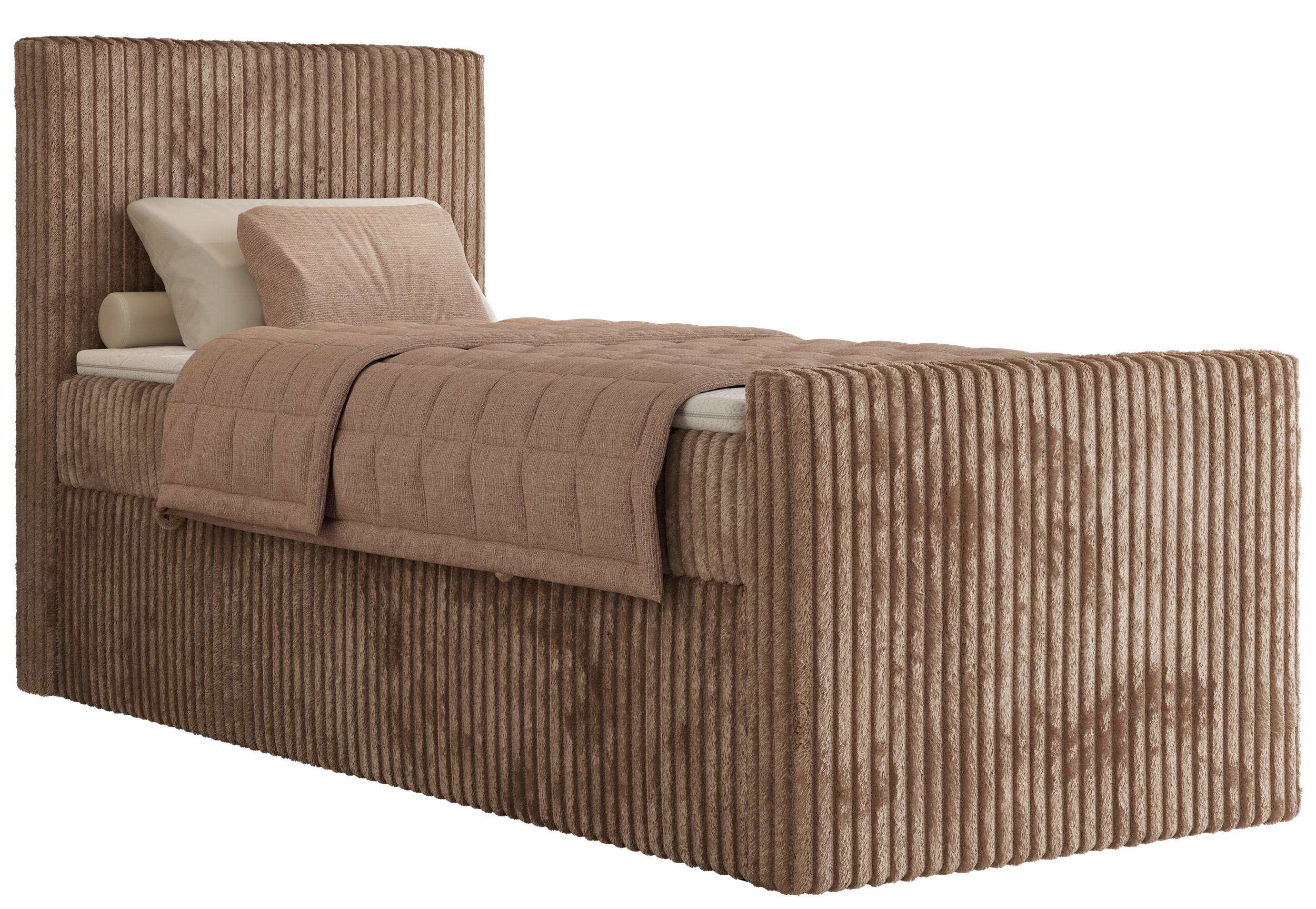 BOXBETT TILIANO DUO 90/200 - Braun Cord - H4 - Topper T25 - Links Seite - Braun, Textil (200/90cm) - MKS