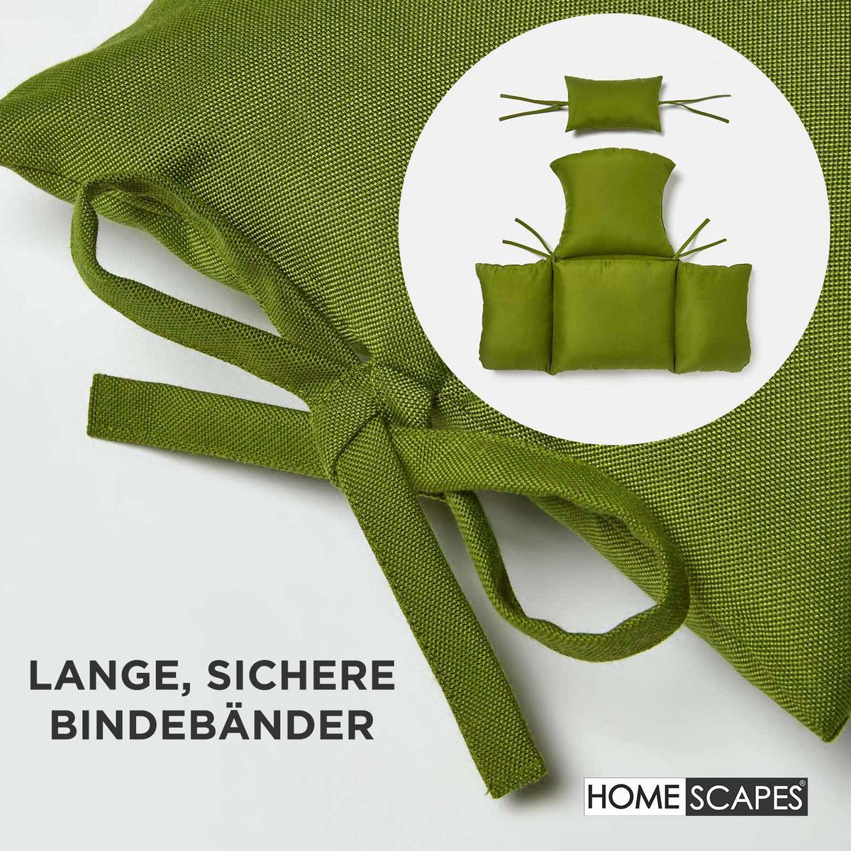 HÄNGESESSEL-KISSEN wetterfest mit Kopfstütze - Grün, Textil (110/15/112cm) - Homescapes