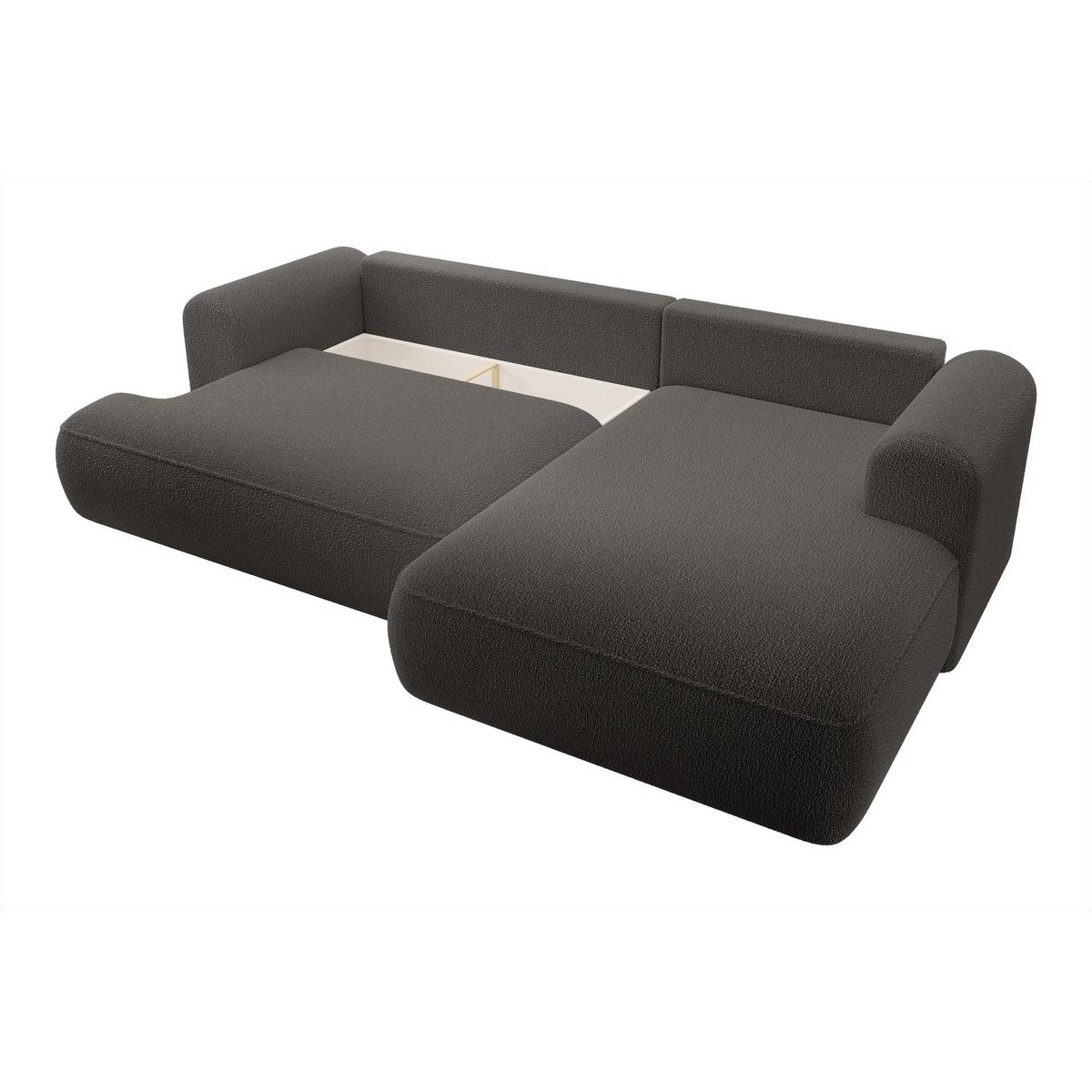 ECKSOFA Ovo Dunkelgrau Bouclé - Dunkelgrau/Schwarz, Kunststoff/Textil (165/260cm) - Selsey