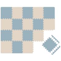 SPIELMATTE mit Rand - 180/90/1 cm Puzzlematte Blau Beige - Grau, Kunststoff (30/30cm) - Littletom
