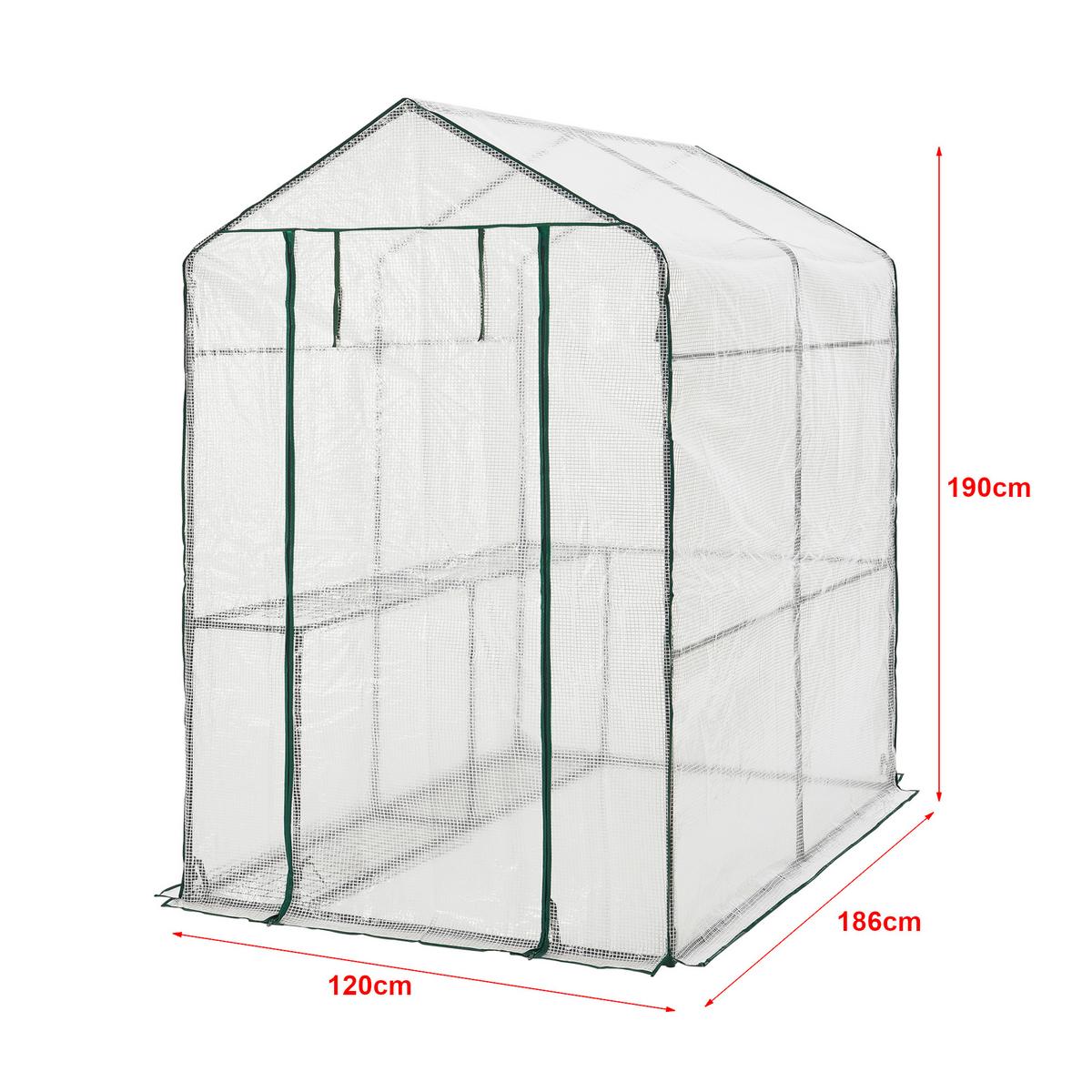GEWÄCHSHAUS Oosterhout - Transparent/Weiß, Kunststoff (120/190/186cm) - [en.casa]