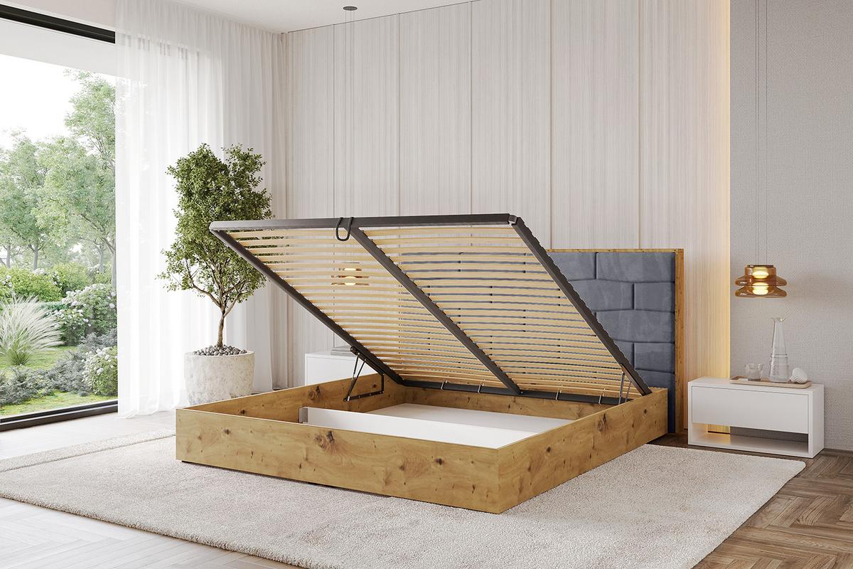 POLSTERBETT mit Bettkasten und Lattenrost, Boxbett ohne Matratze - ENZO8 200x200 Dunkelgrau - Dunkelgrau, Holzwerkstoff/Textil (200/200cm) - ALTDECOR