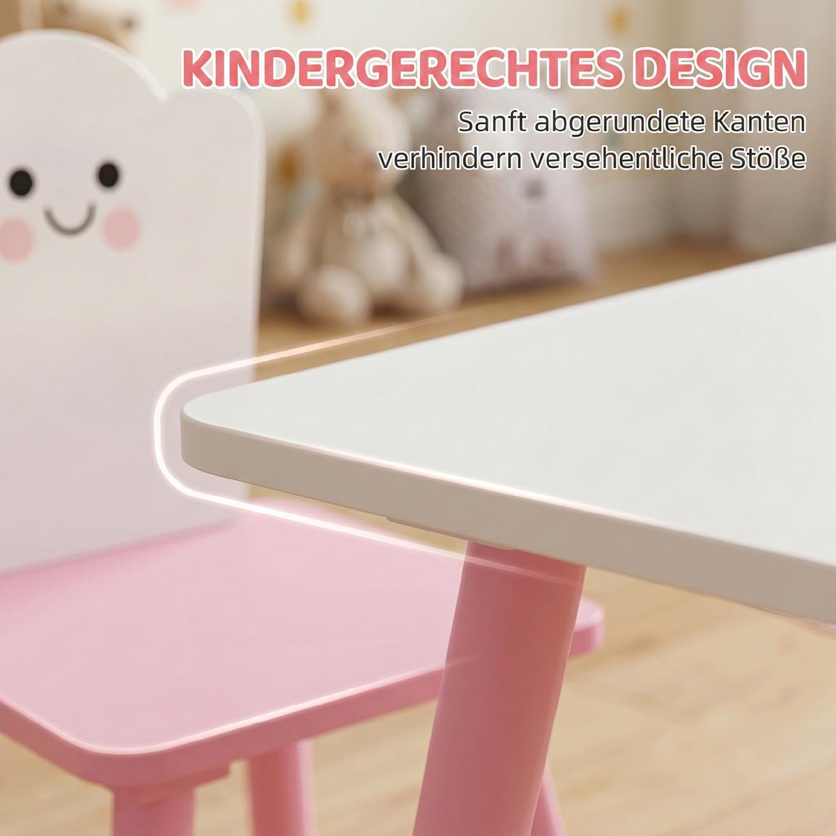 KINDERTISCH-UND-STUHL-SET MDF-Kiefernholz Rosa - Rosa, Holz/Holzwerkstoff (60/44/60cm) - AIYAPLAY