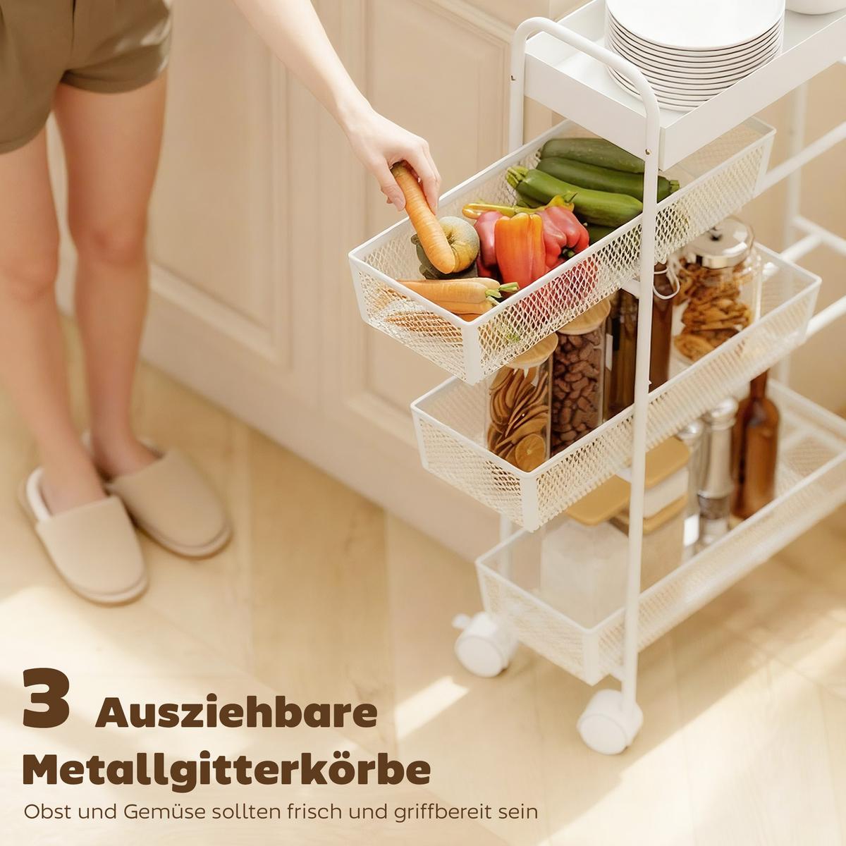 KÜCHENWAGEN Metall Weiß - Weiß, Metall (19/80/43.2cm) - HOMCOM