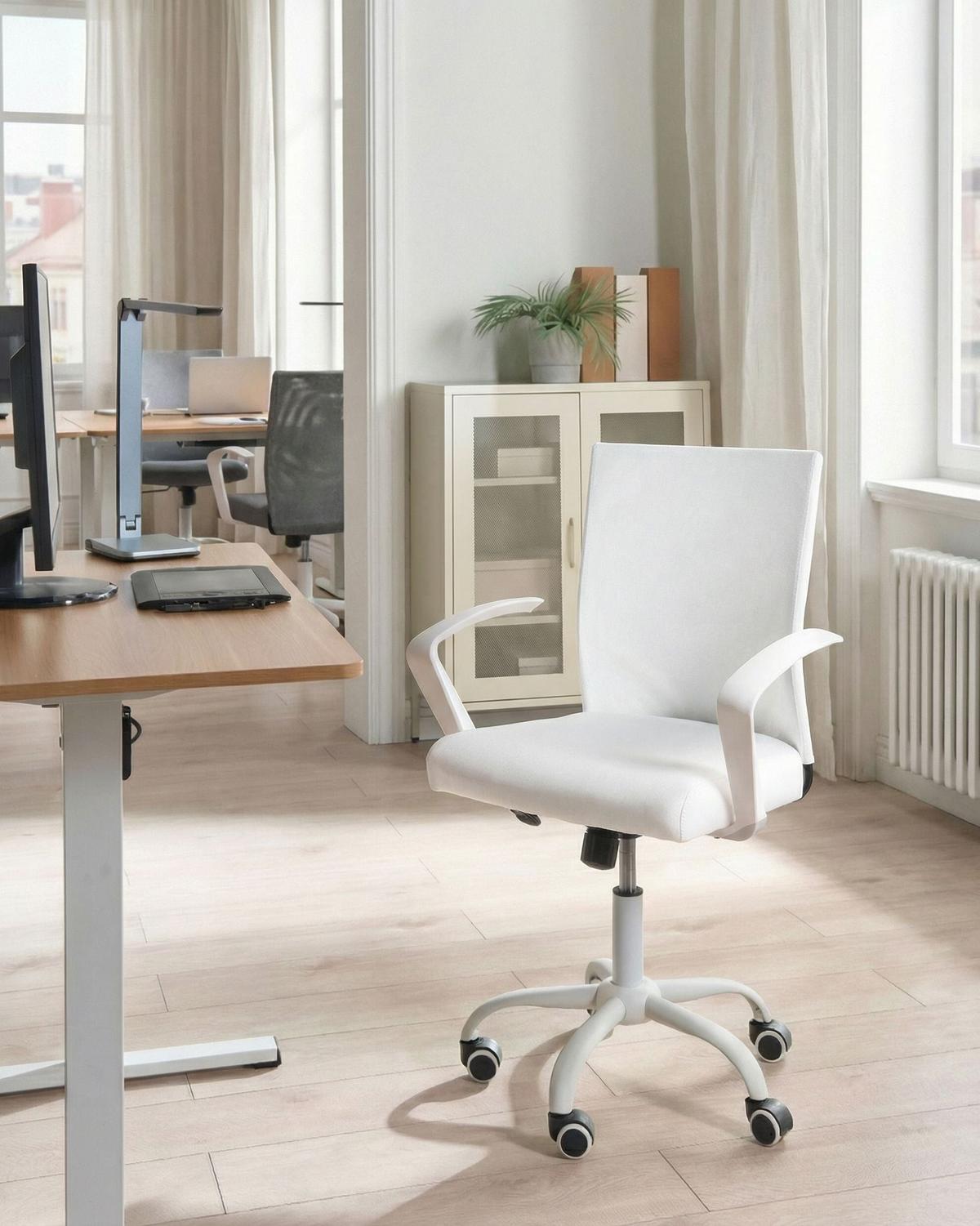 BÜROSTUHL Weiß Modra - Weiß, Textil (52/91/52cm) - Beliani