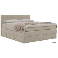 BOXSPRINGBETT SOLVEN KING 200/200 - Creme Jersey - Topper T25 - H4 - Creme/Schwarz, Kunststoff/Textil (200/200cm) - MKS