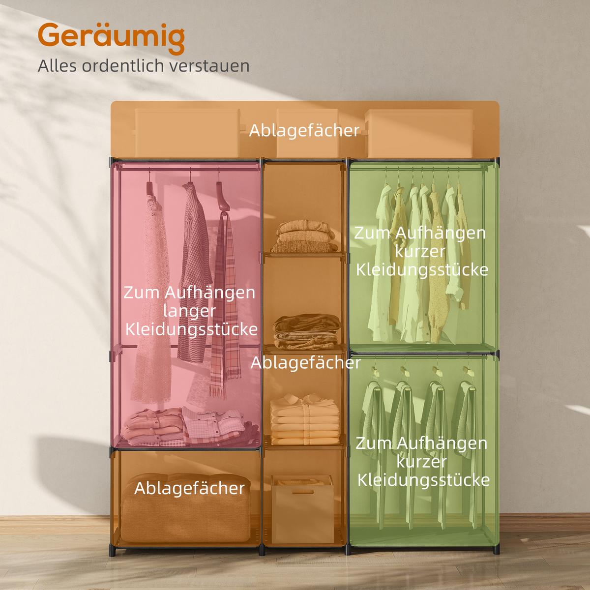 KLEIDERSCHRANK aus Vliesstoff Schwarz - Schwarz, Textil (43/185/182cm) - HOMCOM