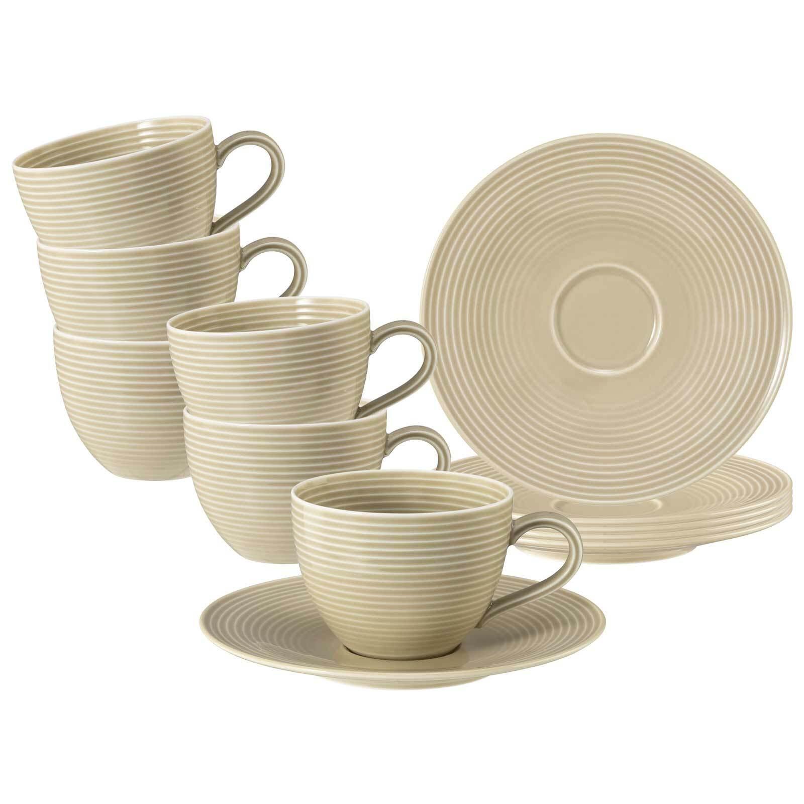 KAFFEETASSEN MIT UNTERTASSEN Beat Color Glaze Sandbeige 260 ml 6er Set - Beige, Keramik (16.7/8.6/16.7cm) - Seltmann Weiden