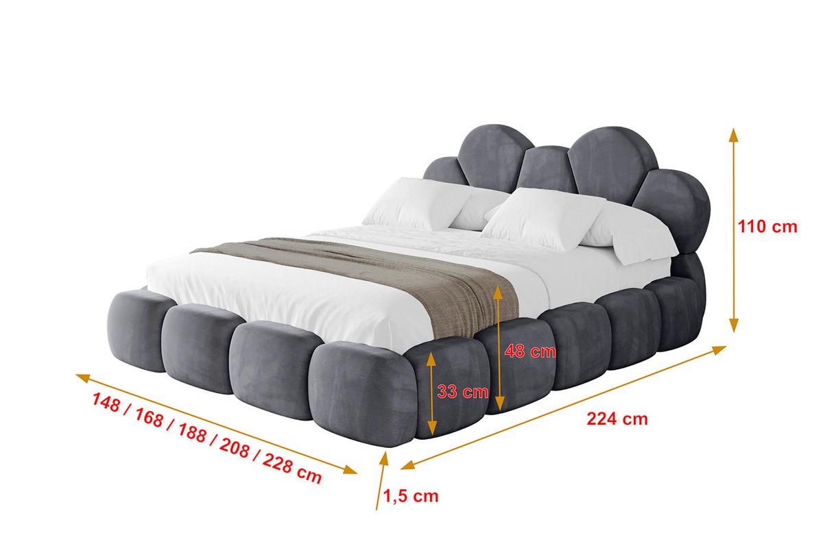 POLSTERBETT mit Bettkasten und Lattenrost, Bett mit Matratze H3/H4 - LANA 180x200 Dunkelgrau - Dunkelgrau, Holzwerkstoff/Textil (180/200cm) - ALTDECOR