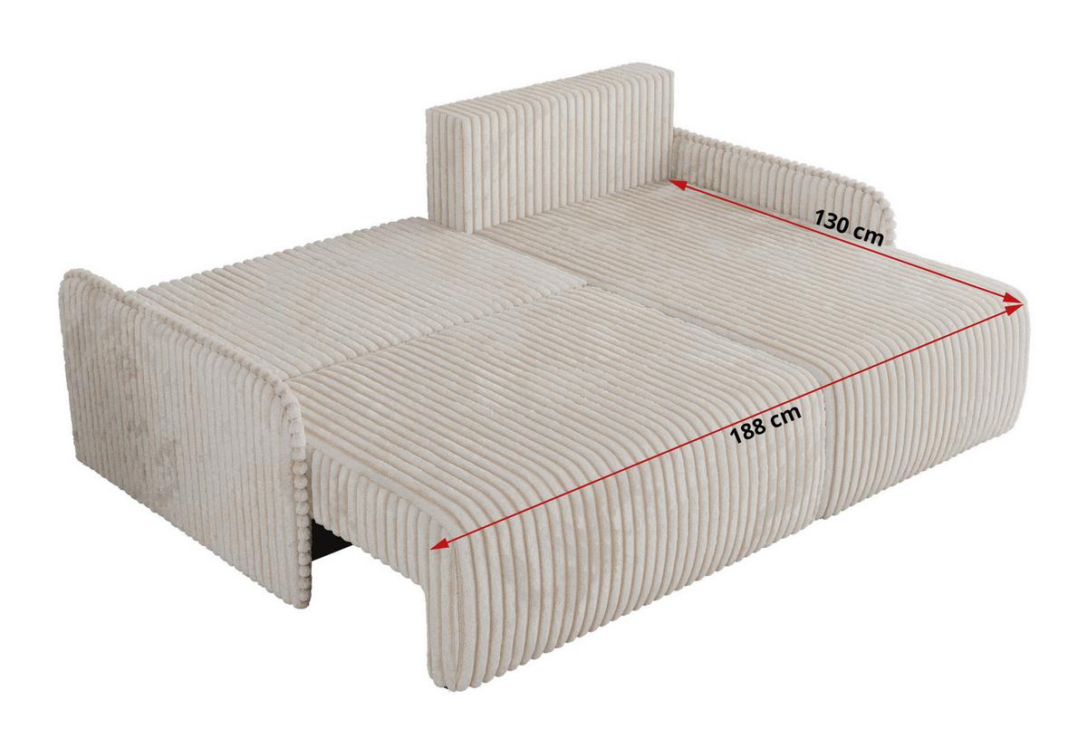 ECKSCHLAFSOFA ARPA L Creme Cord - rechts - Creme/Schwarz, Kunststoff/Textil (150/198cm) - MKS
