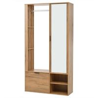 KLEIDERSCHRANK 6-in-1 mit Spiegel, & Wäscheständer Holzfarbe - Naturfarben, Holzwerkstoff (100/190/33cm) - Urban Meuble