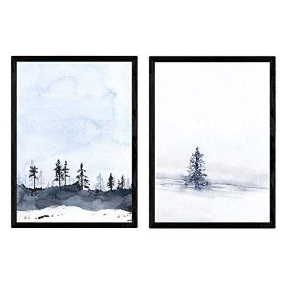 POSTER Set Mit 2 Nordische Landschaft Schnee A3 Rahmenlos - Klar, Papier (29.7/5/42cm) - Nacnic
