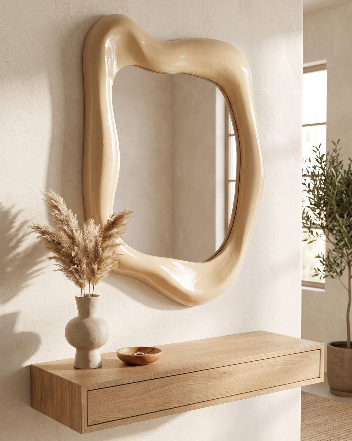 WANDSPIEGEL 59/77 cm Gold Santec - Goldfarben, Holzwerkstoff (59/77/4cm) - Beliani
