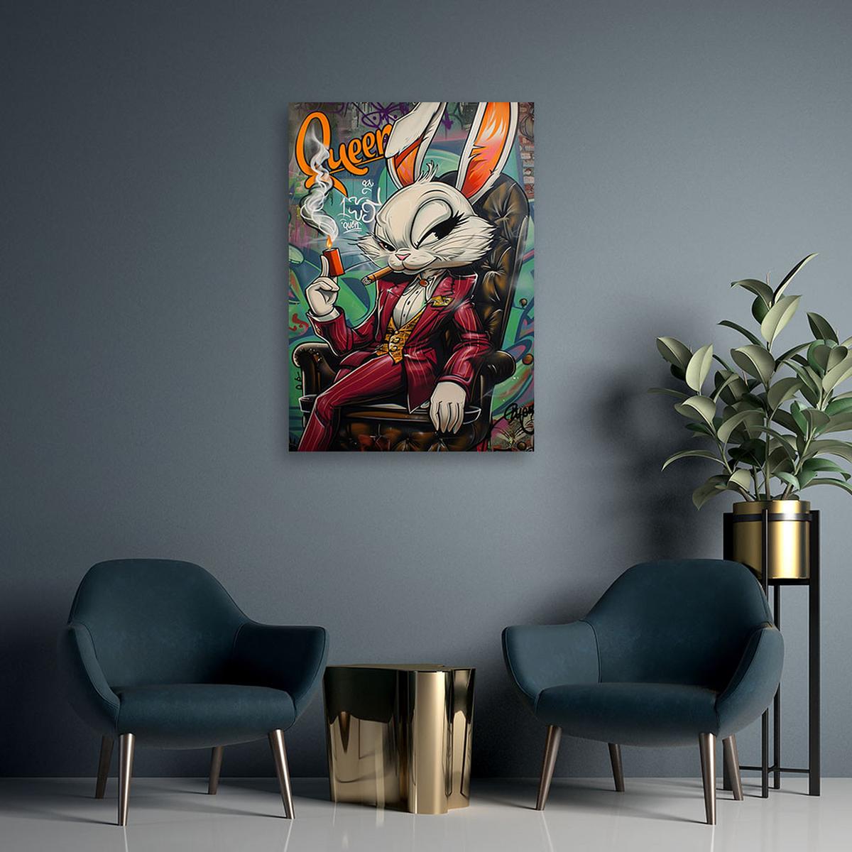 WANDBILD kaninchen königin ai - Multicolor, Textil (40/60cm) - Feeby
