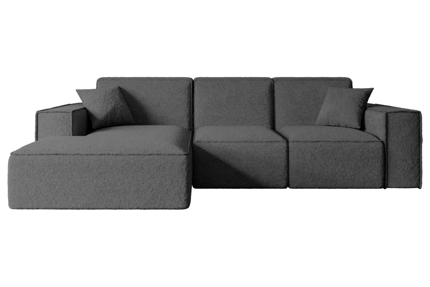 ECKSOFA Ottomane Links SERRA-L - 266x169x80 cm Grau Bouclé - Schwarz/Grau, Holzwerkstoff/Kunststoff (165/266cm) - ALTDECOR