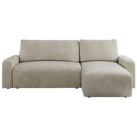 ECKSOFA ARGOS Beige Velours - Beige/Schwarz, Kunststoff/Textil (245/150cm) - MKS
