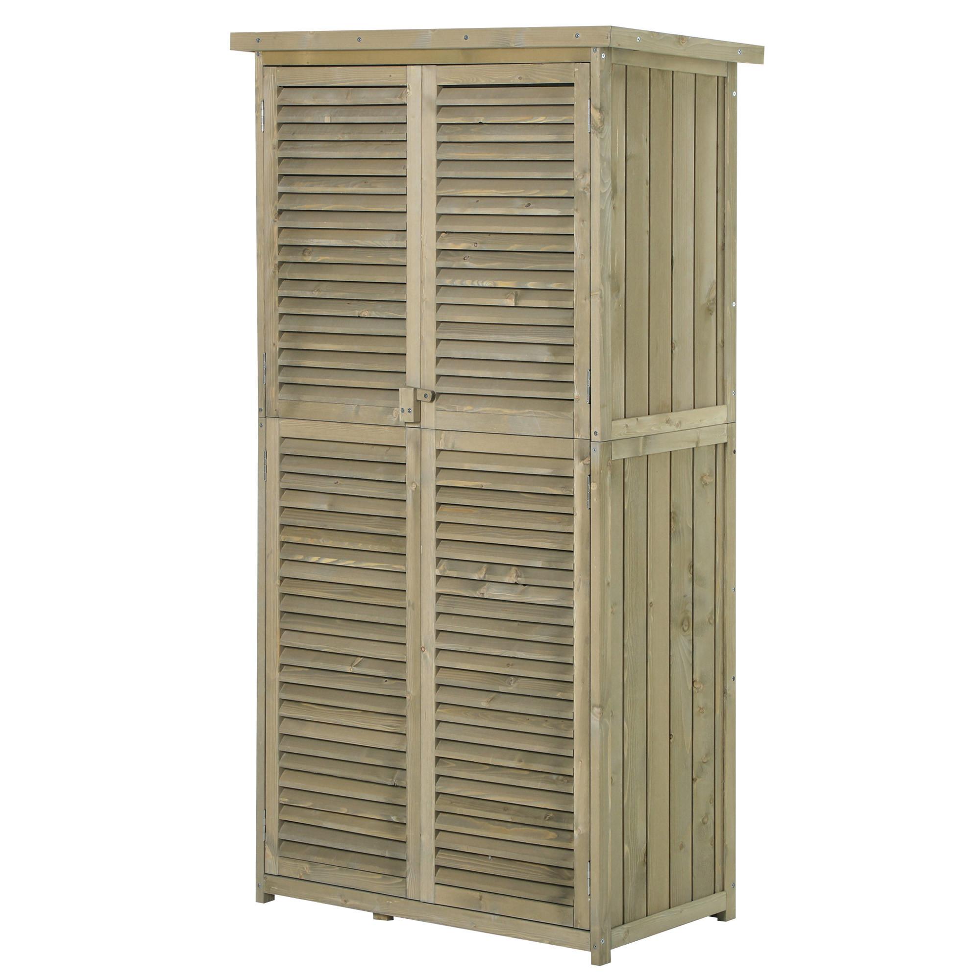 GERÄTESCHUPPEN Gerätehaus Geräteschrank, 4 Fächer, Kiefer, Tannenholz, Grau - Grau, Holz (46.5/160/87cm) - Outsunny