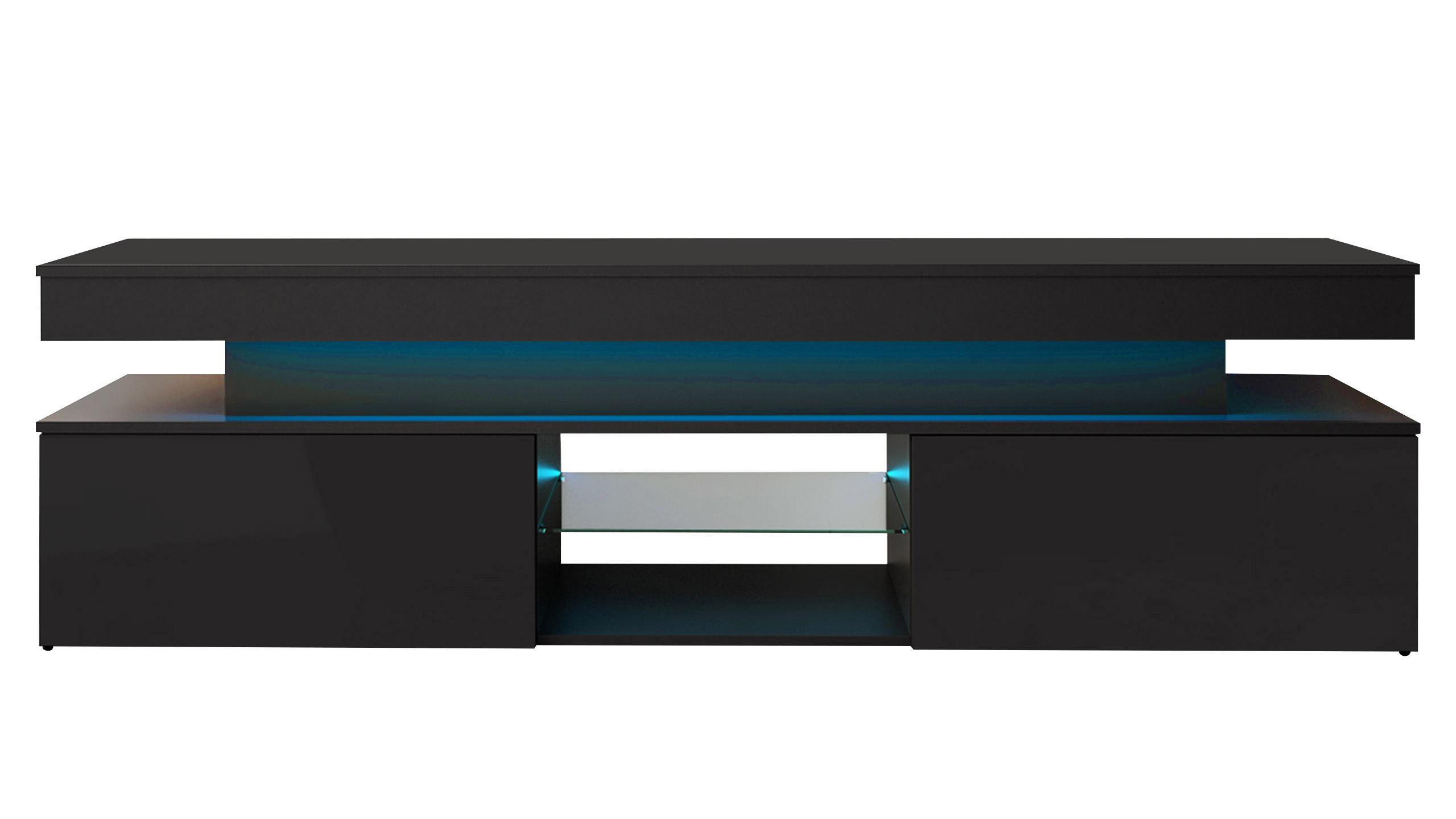 TV-LOWBOARD Glossa 2D 190 - Schwarz, Holzwerkstoff/Kunststoff (190/54/39cm) - MIRJAN24