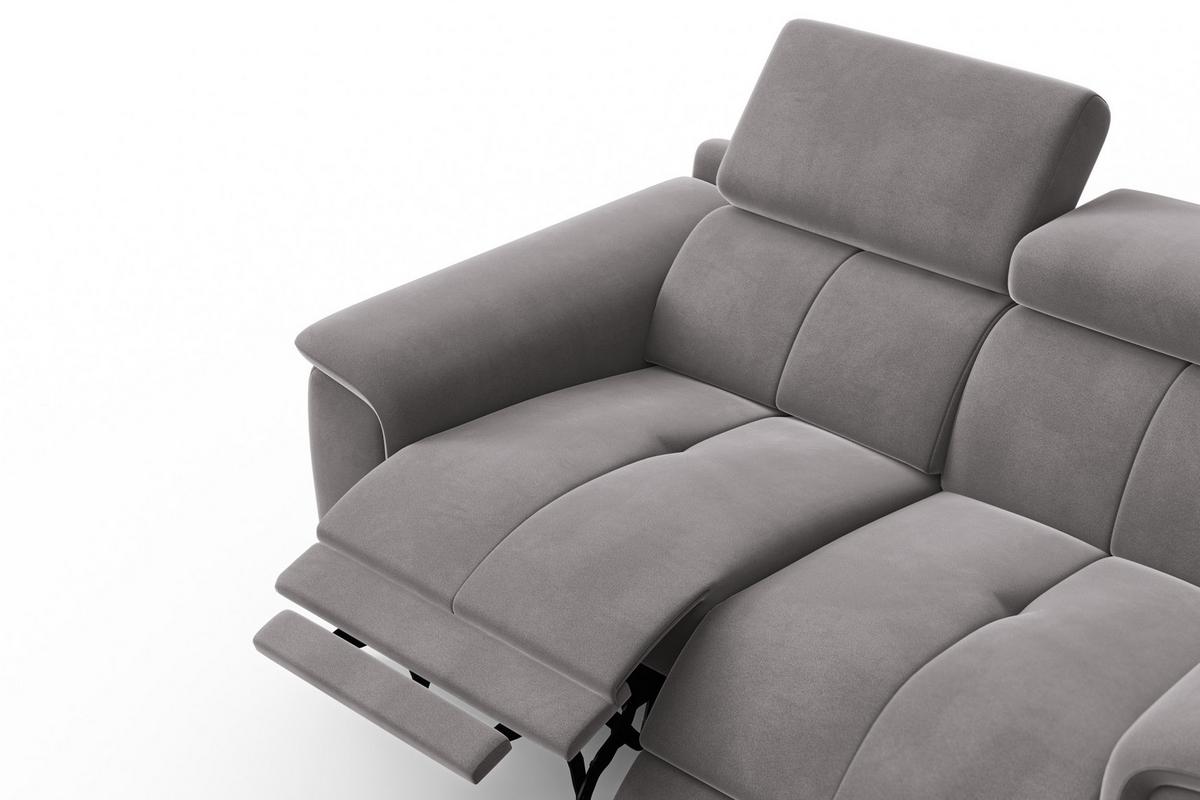 SOFA RELAX FIERO 2-Sitzer, Dunkelgrauer Veloursstoff - Dunkelgrau/Schwarz, Holz/Textil (170/82/103cm) - Courtois Laville