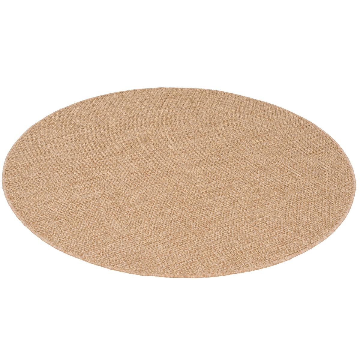IN- & OUTDOOR FLACHGEWEBE TEPPICH PORTO RUND - Sandfarben, Textil (160/160cm) - Snapstyle