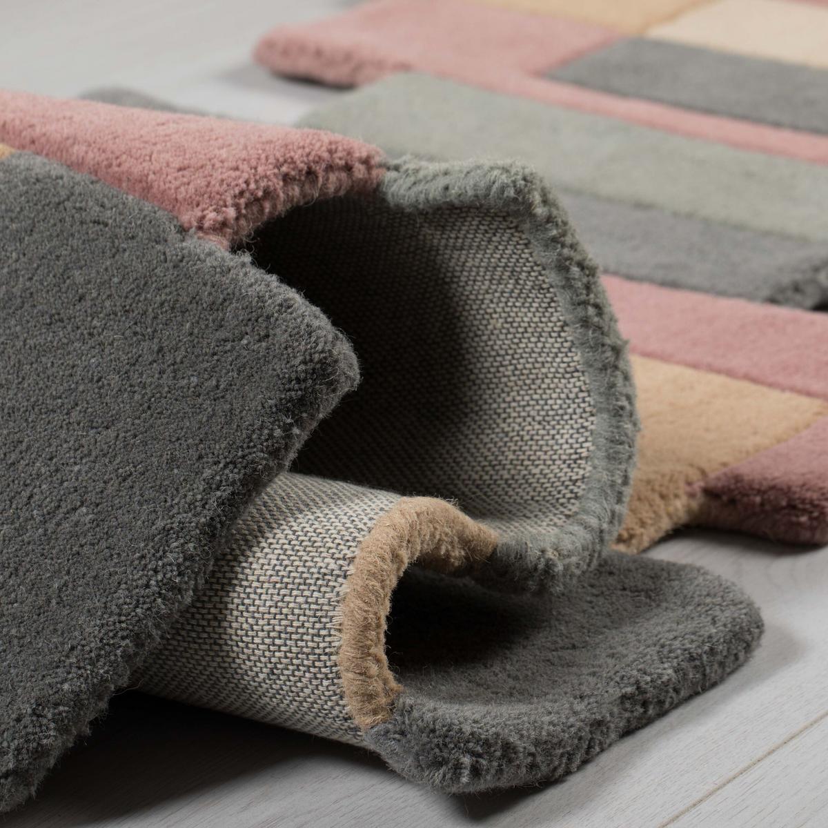 WOLLTEPPICH HALLEIN, geometrisch, Grau-Rosa, 150 x 240 cm - Rosa/Grau, Textil (240/150cm) - KADIMA DESIGN