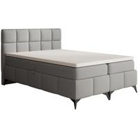 BOXBETT Solido mit Bettkasten 140x200 cm hellgrau - Hellgrau/Schwarz, Textil/Metall (140/200cm) - Beautysofa
