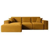 ECKSOFA Ottomane Links SERRA-L - 266x169x80 cm Senfgelb Cord - Gelb/Schwarz, Holzwerkstoff/Kunststoff (165/266cm) - ALTDECOR