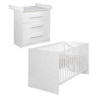 BABYZIMMER-SET Maren mit schmaler Wickelkommode 2-teilig - Weiß, Holzwerkstoff (76/80/142cm) - Roba