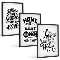 BILDER SET 3er Set - 40x60 cm Schwarzer Rahmen - Familie, Liebe, Zuhause, Wärme - Schwarz, Kunststoff (40/60cm) - TULUP