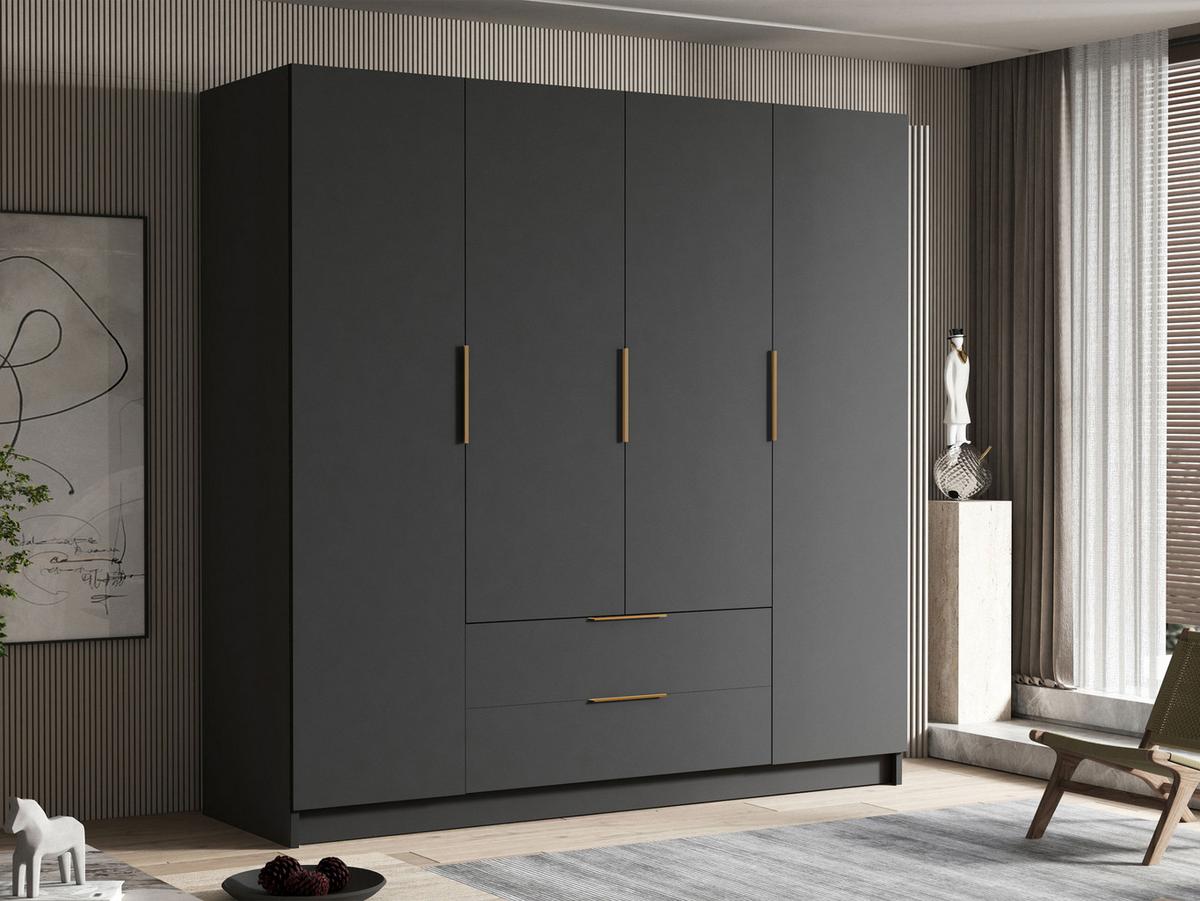 KLEIDERSCHRANK Sofia I - Goldfarben/Schwarz, Holzwerkstoff/Kunststoff (200/216/60cm) - MIRJAN24
