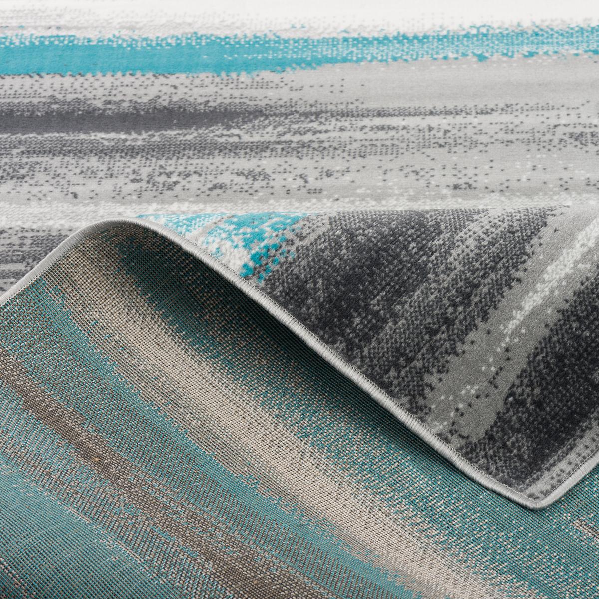 MODERN DESIGNER VELOURS TEPPICH SAMBA - Türkis/Grau, Textil (190/280cm) - Pergamon