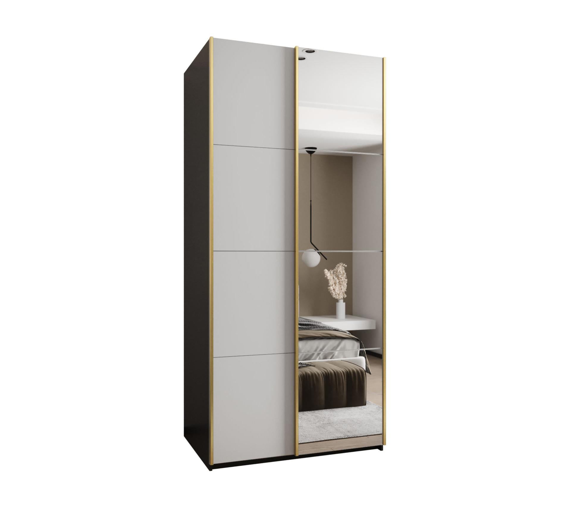 SCHWEBETÜRENSCHRANK 245,5/120/64 2-türig - Goldfarben/Schwarz, Holz/Metall (120/245/64cm) - Abiks Möbel