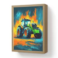 WANDLEUCHTE MIT AKKU Abstrakt - Traktor - Grün 30x40 cm - Dunkelblau, Holzwerkstoff (30/40/8cm) - OnlyWow