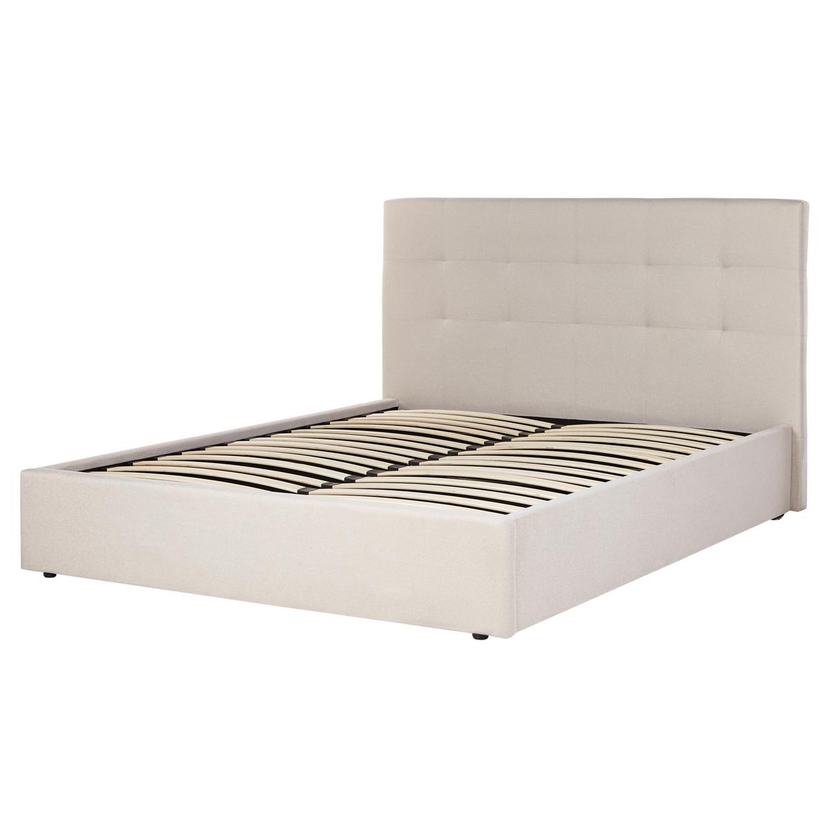 BETT mit Stauraum 160/200 cm Stoff Beige Lorient - Beige, Textil (160/200cm) - Beliani