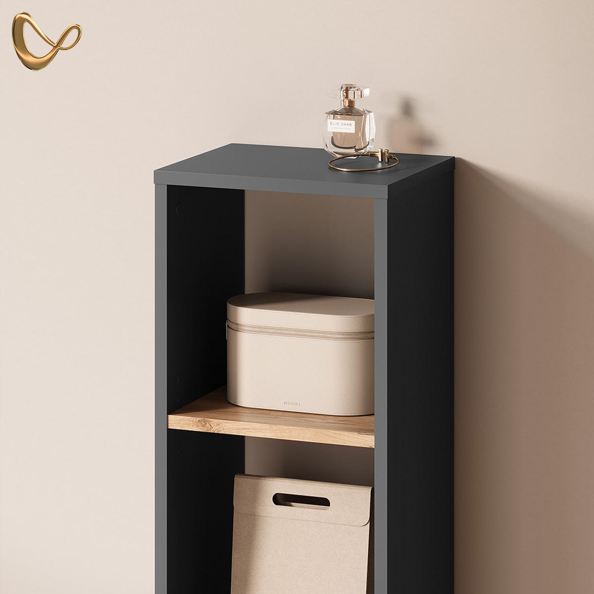 AUFBEWAHRUNGSREGAL Ortello Anthrazit/Goldkraft Eiche 30 x 90.5 cm - Honigeiche/Anthrazit, Holzwerkstoff (30/90.5/24cm) - Livinity®