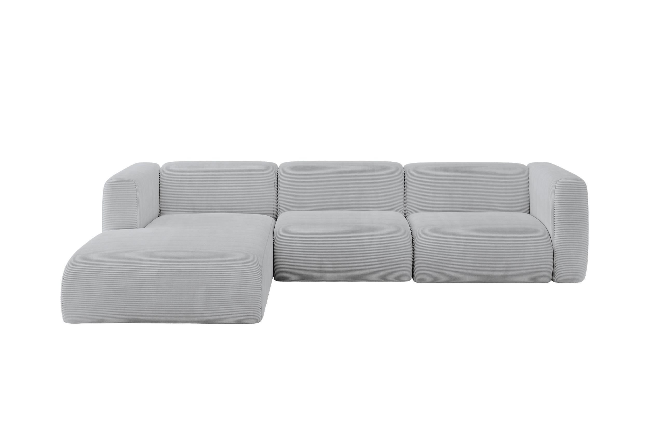 ECKSOFA Ottomane Links MIRA-L2 318x179x89 Grau Cord - Blaugrau/Schwarz, Holzwerkstoff/Kunststoff (318/179cm) - ALTDECOR