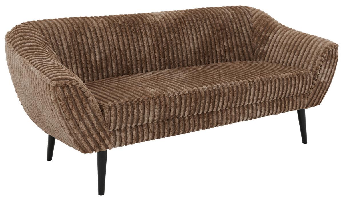 3-SITZER-SOFA PIRS - Braun Cord - Schwarze Beine - Schwarz/Braun, Holzwerkstoff/Textil (180/75/74cm) - MKS
