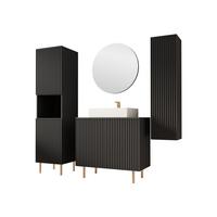 BADMÖBEL-SET Nubia V - Goldfarben/Schwarz, Holzwerkstoff/Metall (87/79/45cm) - MIRJAN24