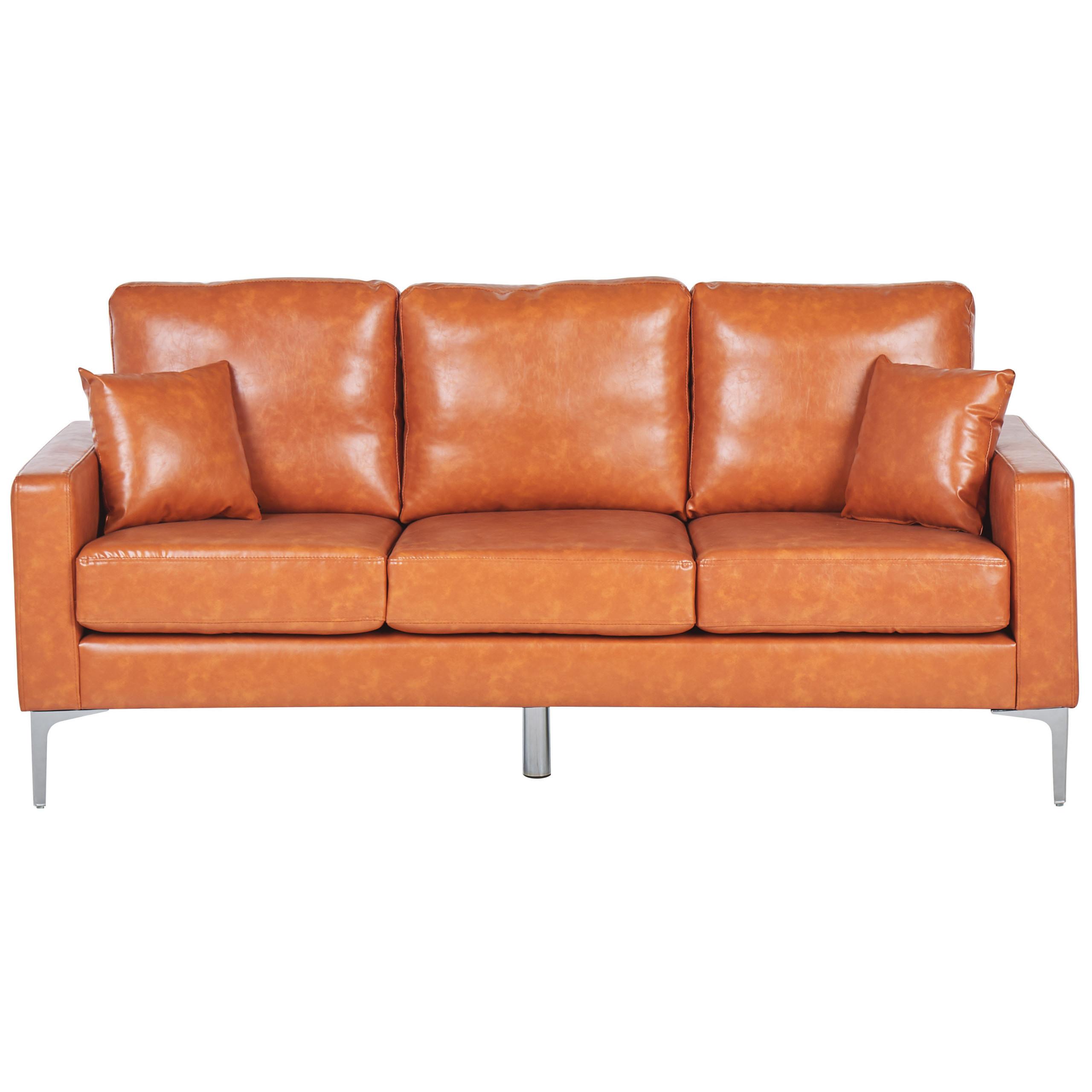 3-SITZER-SOFA Kunstleder Braun Gavle - Goldfarben, Textil (183/83/78cm) - Beliani