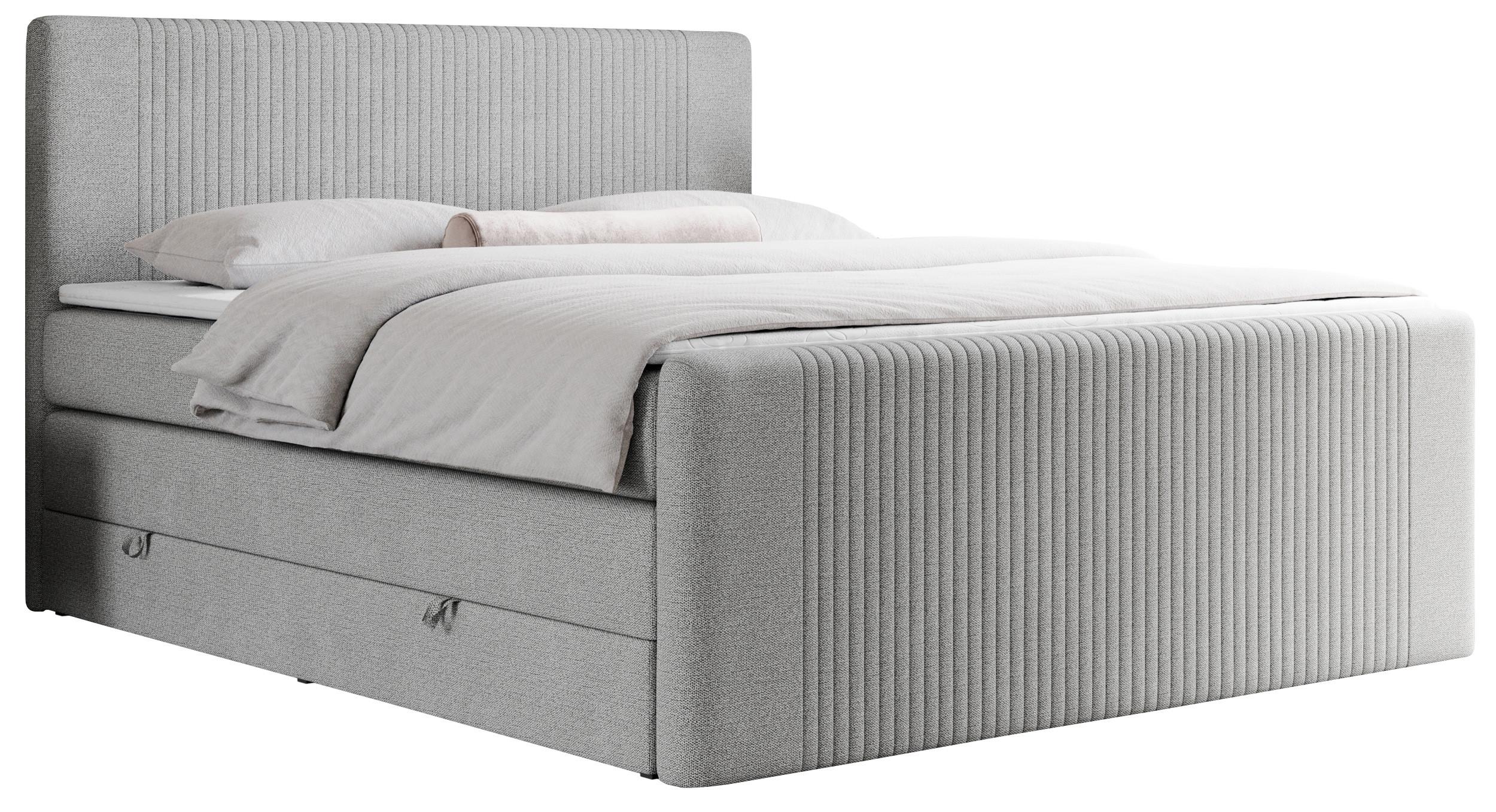 BOXSPRINGBETT KING DOREN 160/200 Hellgrau Struktur - H3 - Hellgrau, Holz/Textil (160/200cm) - MKS