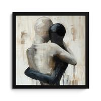 POSTER MIT RAHMENGERAHMTES BILD Abstrakt - Liebe - Schwarz und weiß - Modern 40x40 cm - Schwarz, Papier (40/40cm) - MuchoWow